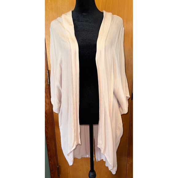 Elodie Tops - Elodie Womens Pink Lace Back Open Front Kimono Cardigan Duster Cover‎ Up Medium